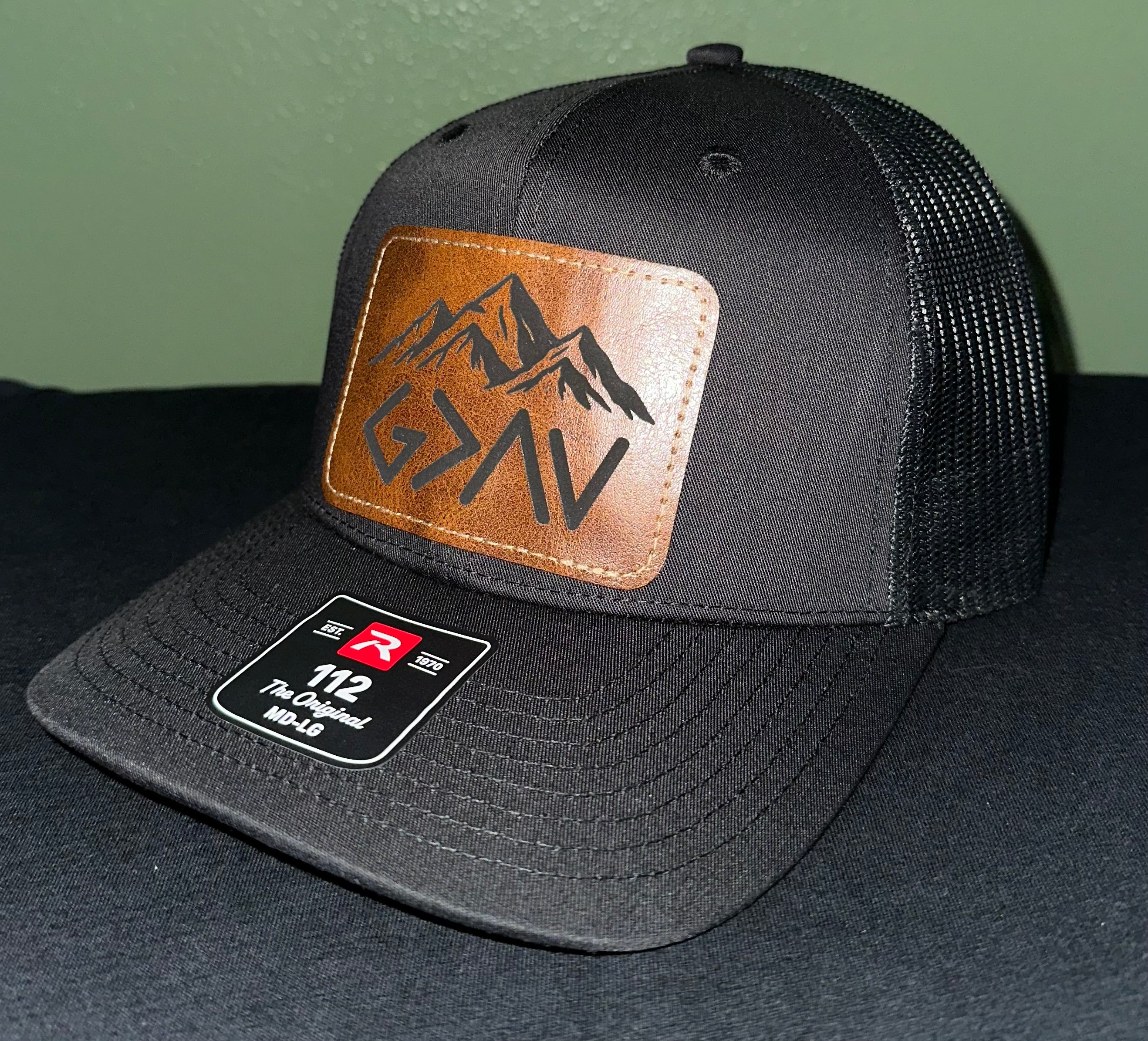 Custom wood/leather patch hats